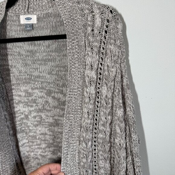 Old Navy Soft Cable Knit Open Cardigan Womens Medium Gray Winter Fall Comfort - Picture 3 of 9